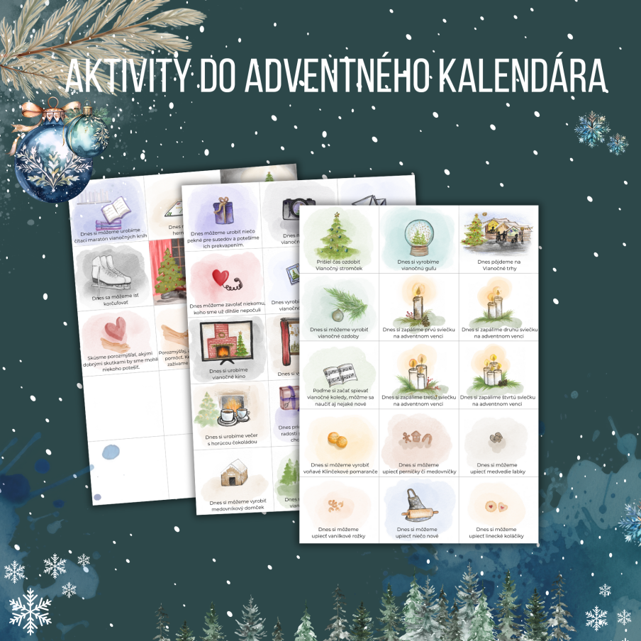 PDF na stiahnutie: Adventný kalendár aktivity s autorskými ilustráciami