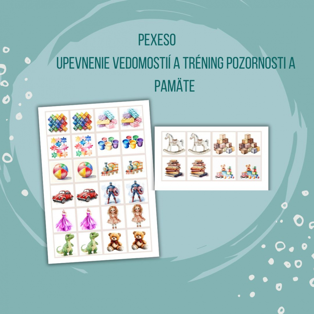 PDF Hračky - karty (flashcards) v SJ a AJ obojstranné, montessori trojzložkové karty, plagáty a pexeso