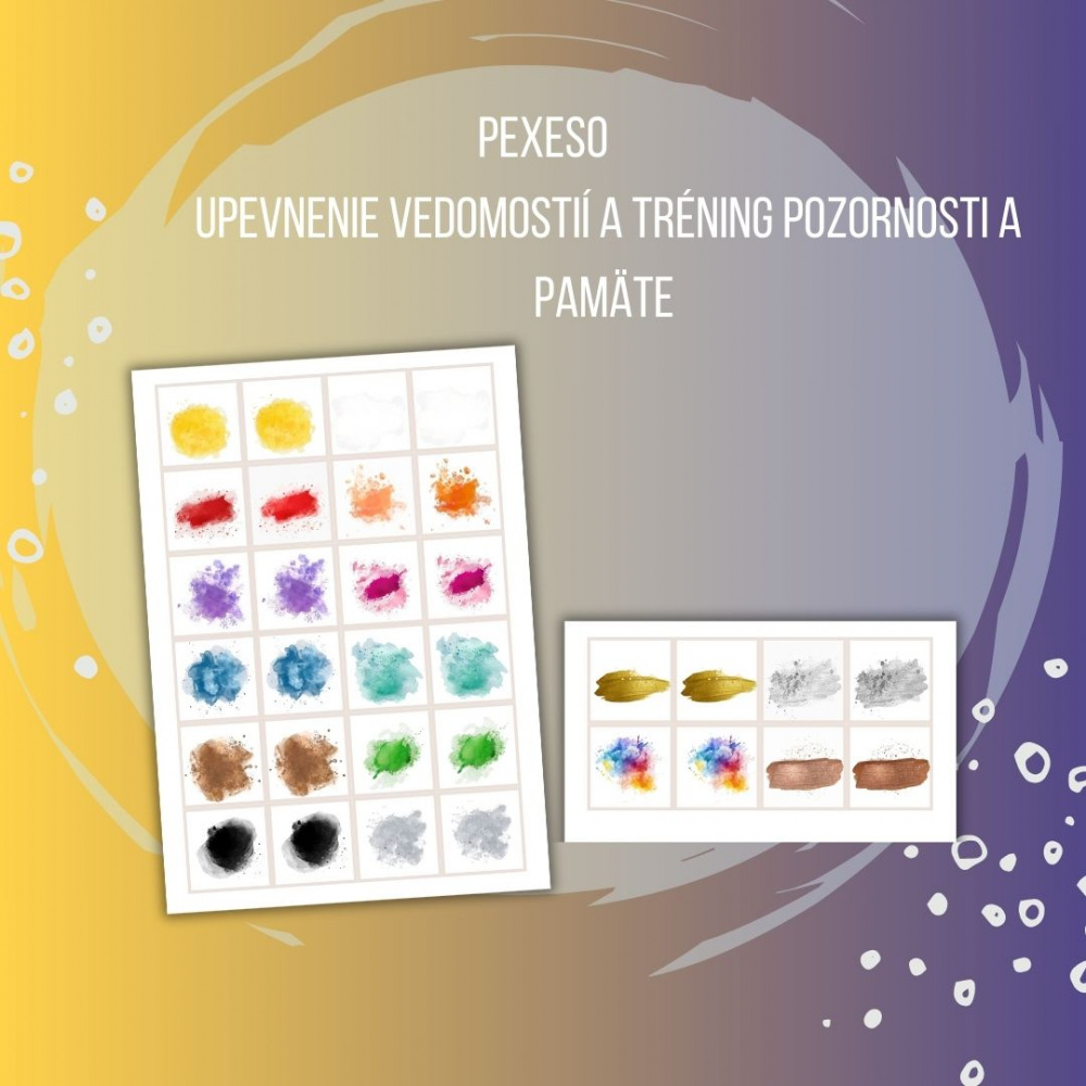 PDF Farby - karty (flashcards) v SJ a AJ obojstranné, montessori trojzložkové karty, plagáty a pexeso