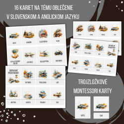 PDF dopravné prostriedky - karty (flashcards) v SJ a AJ obojstranné, montessori trojzložkové karty, plagáty a pexeso
